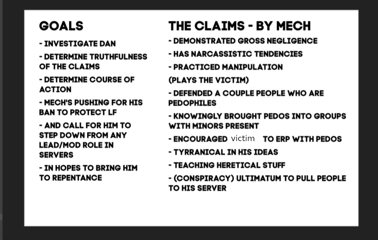 The claims and goals, as originally written by Mech