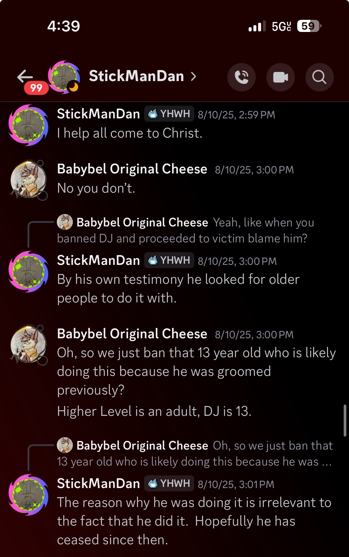 DB8 daniel justifying victims ban