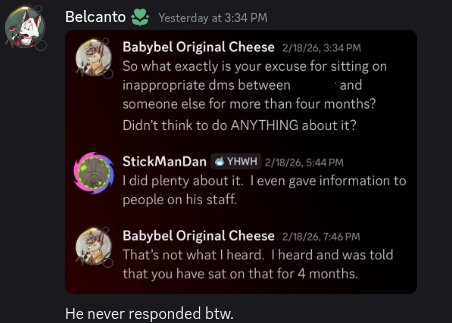 Belcanto statement on dans lack of response